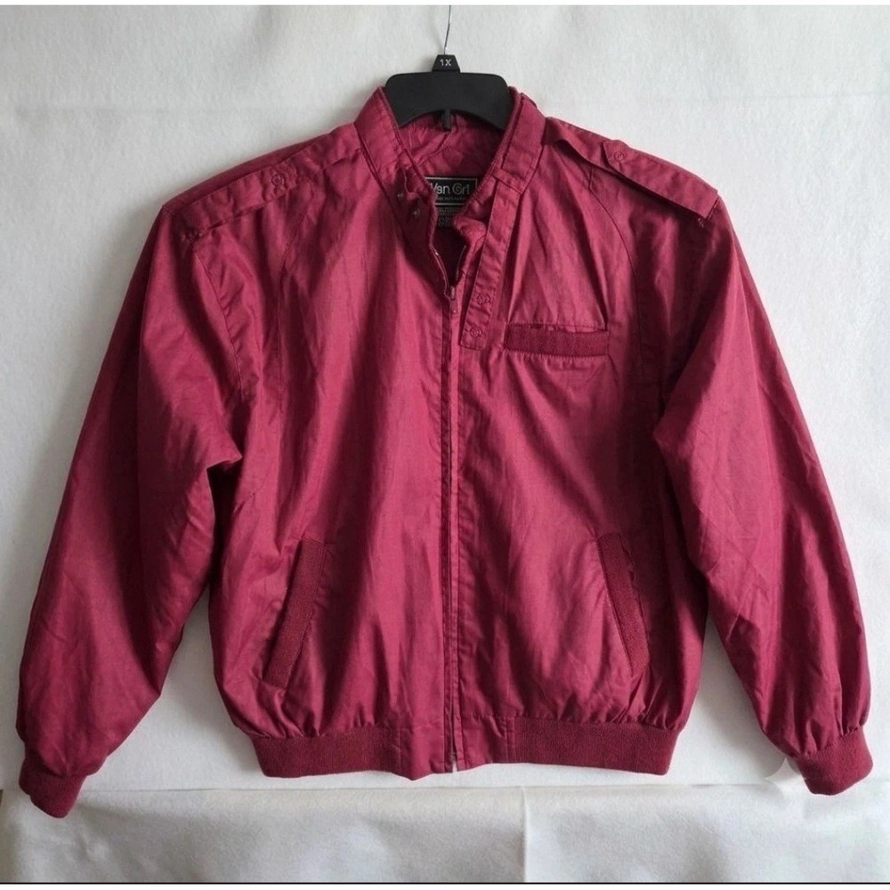 Van Cort Active Sportswear Vintage Bomber Jacket Burgundy Windbreaker XL